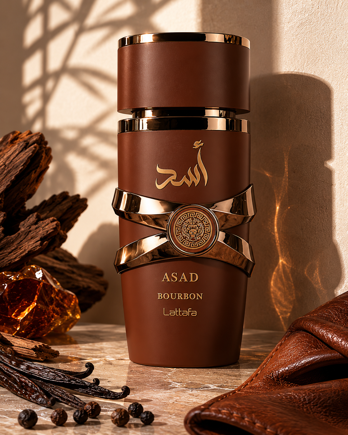 Dettaglio del flacone Lattafa Asad Bourbon Eau de Parfum 100ml