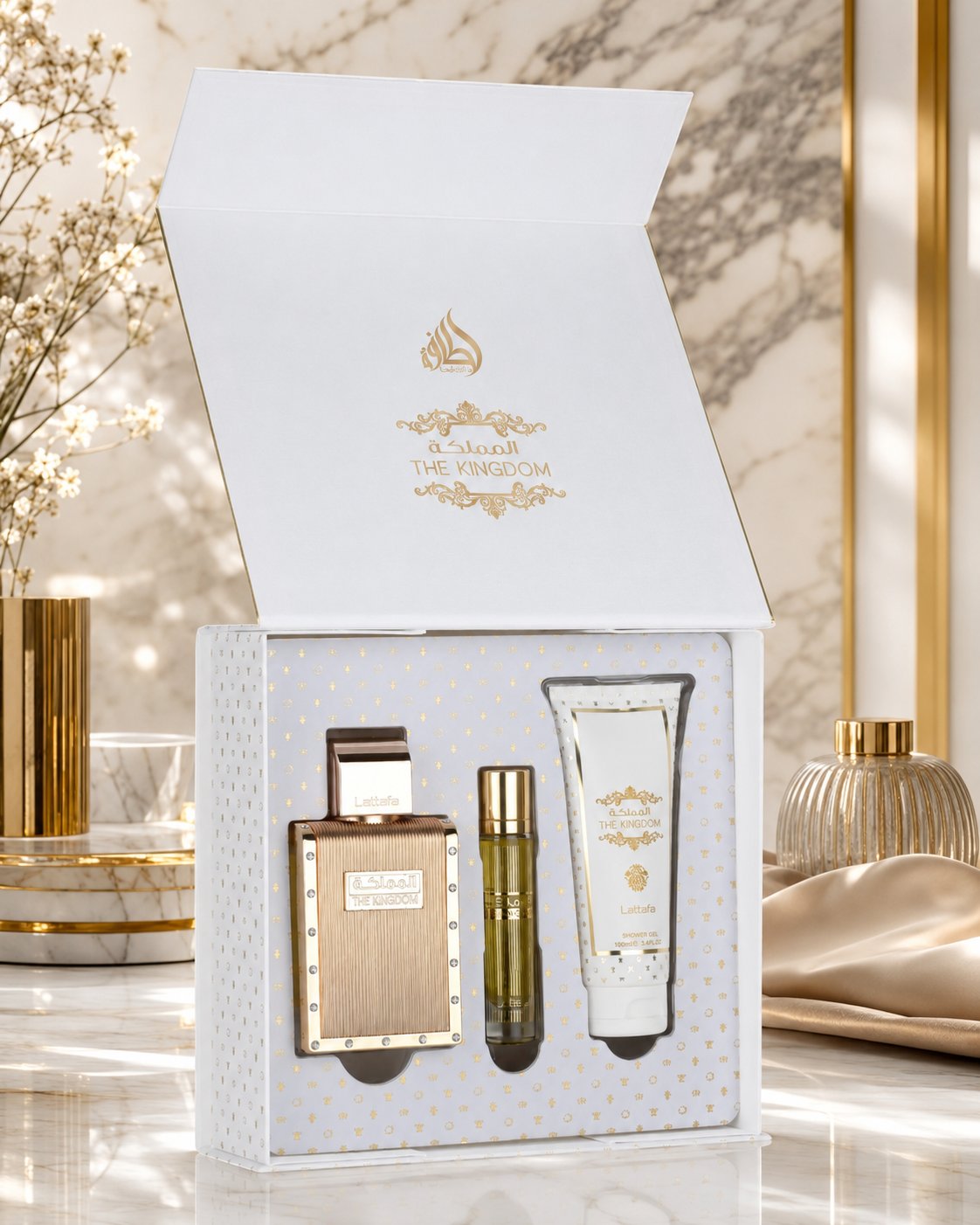 The Kingdom Men Gift Set di Lattafa con profumo, spray e shower gel