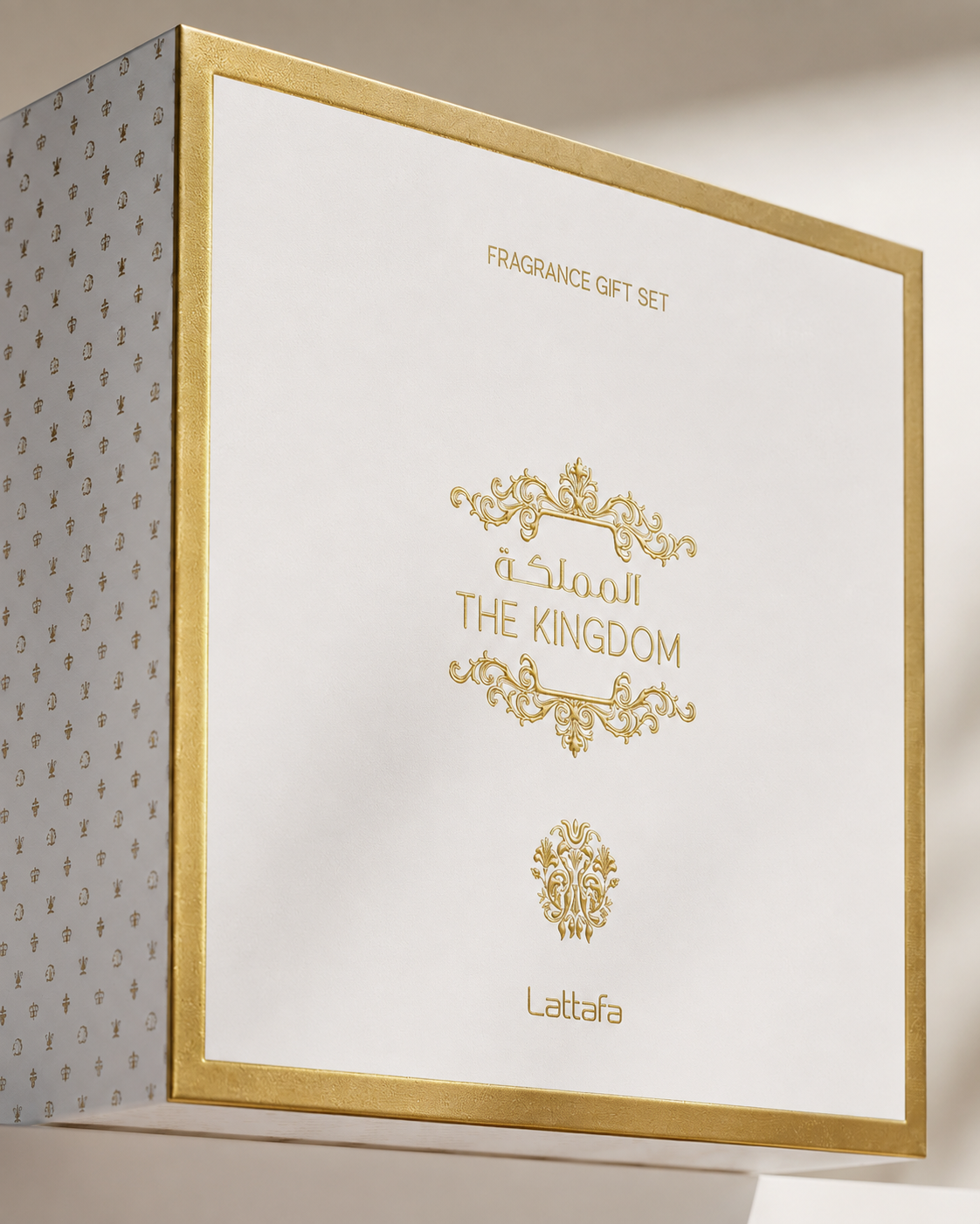 Dettaglio del The Kingdom Men Gift Set di Lattafa con profumo e shower gel